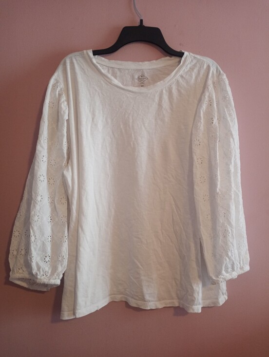 St. John's Bay Tops - St. John's Bay White Eyelet Long-Sleeve Top